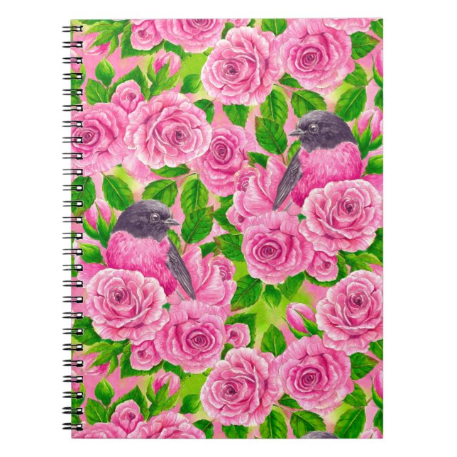 Carnet Robin rose et rose (Devant)