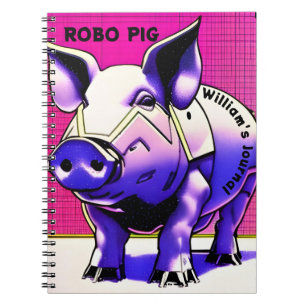 Carnet ROBO PIG Journal. Texte modifiable.