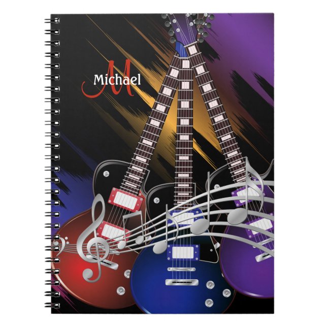 Carnet Rock Guitare Music - Personnaliser (Devant)