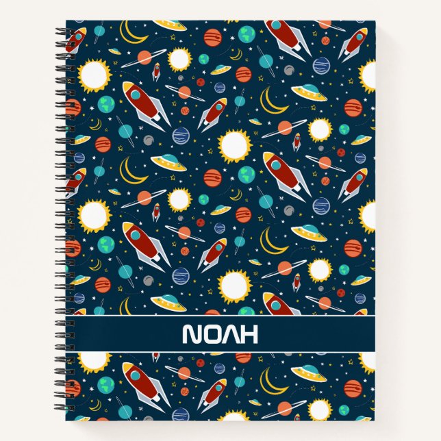Carnet Rocket ship Planet Stars Espace Personnalisé (Devant)