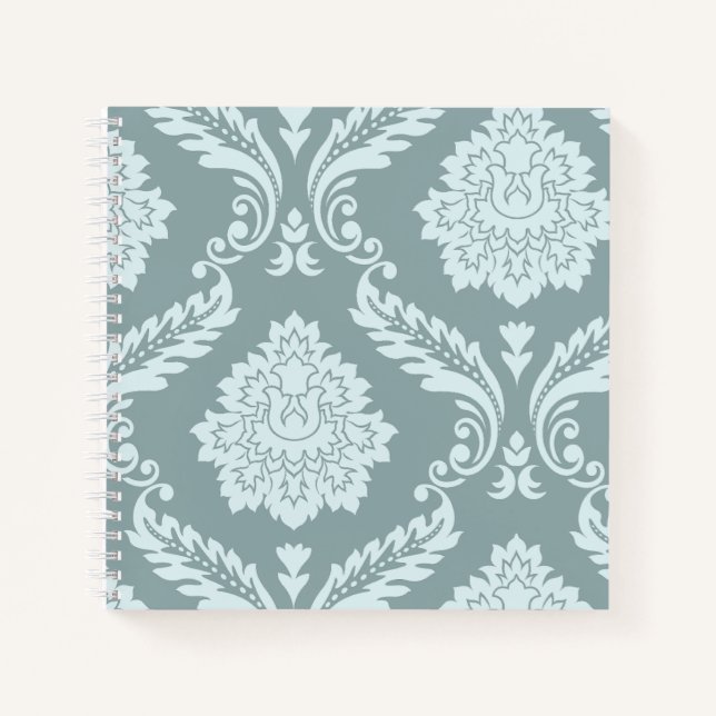 Carnet Rococo Damask Art I Duck Egg Blue+Teal (Devant)