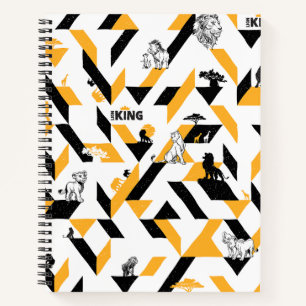 Carnet Roi Lion   Motif géométrique noir et or