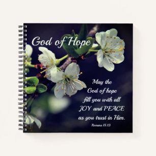 Carnet Romains 15:13 Dieu de l'Espoir Fleurs blanches