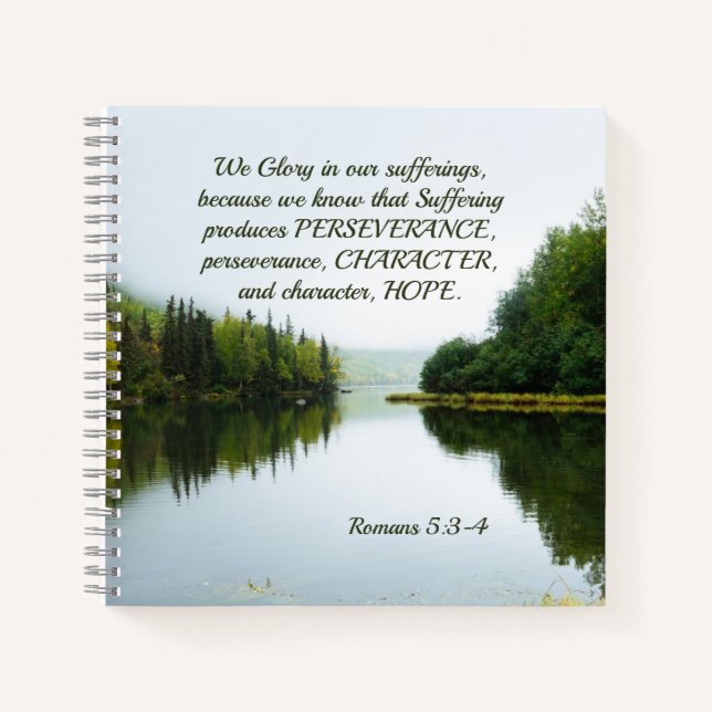 Carnet Romains 5:3-4 Nous nous réjouissons de nos Souffer (Devant)
