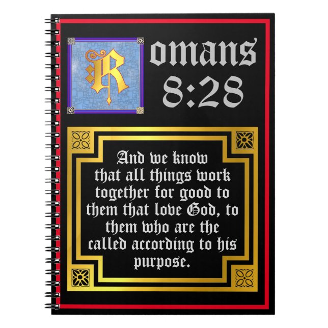 Carnet Romains 828 Or Illuminé Lettre KJV Bible Verse (Devant)