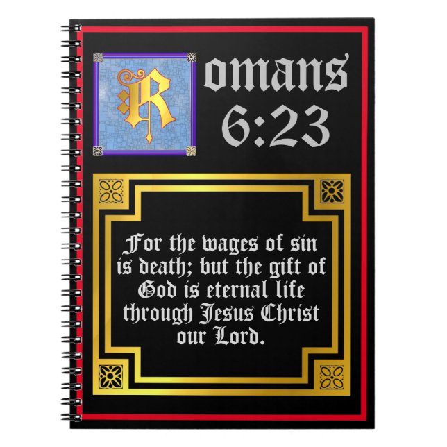 Carnet Romans 623 Gold Lettre Vie éternelle Bible Verse (Devant)