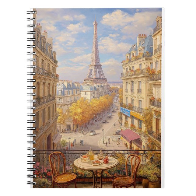 Carnet Romantic Parisian Balcony View Oil Painting (Devant)