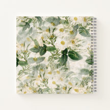 Romantique Fleurs blanches douces et Feuilles vert