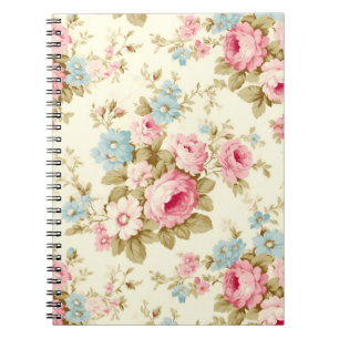 Carnet Romantique rose Rose anglais sur jaune pâle