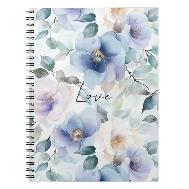 Carnet Romantique Violet Lavande Bleu Crème Florale (Devant)