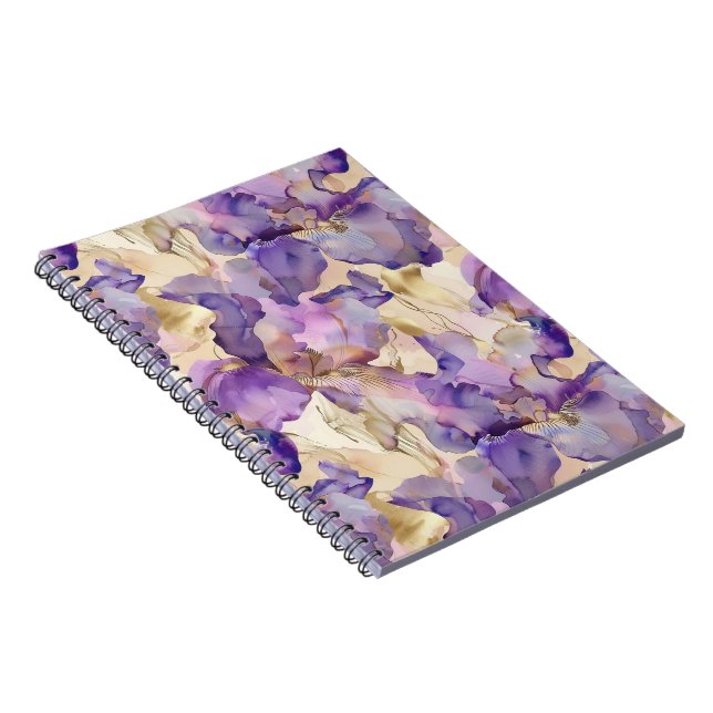 Carnet Romantique violet or Iris Floral (Côté Droit)