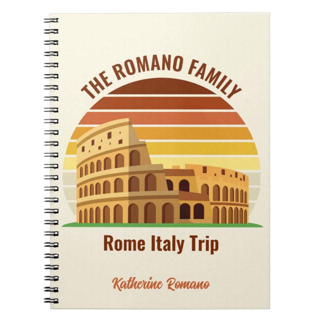 Carnet Rome Italie Famille Voyage Colisée Coucher de sole (Devant)