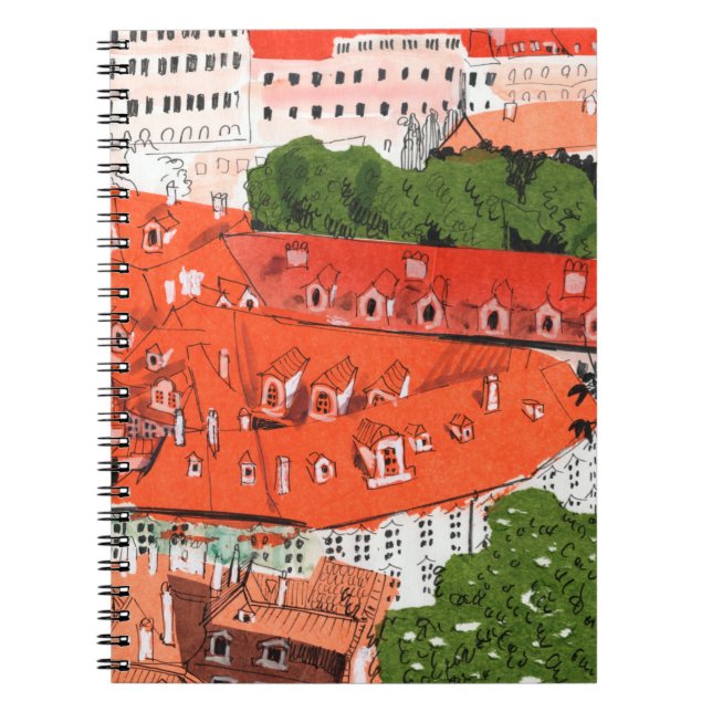 Carnet Roofs Rouges Prague Tchèque Visage collage croquis (Devant)