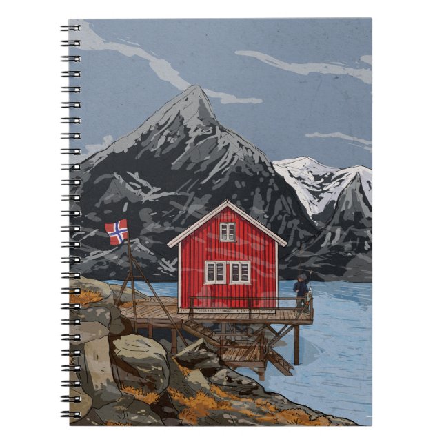 Carnet Rorbu Lofoten Bergen Norvège Illustration du paysa (Devant)