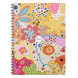 Carnet Rose amusant fleuri coloré