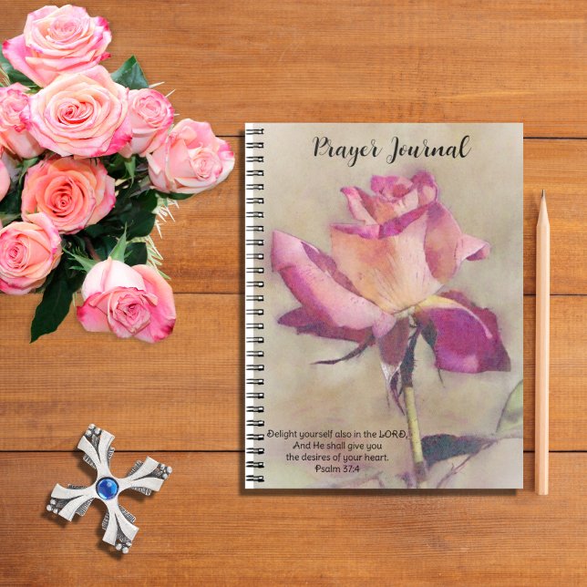 Carnet Rose Art Faith Bible Verse Revue de prière (Créateur téléchargé)