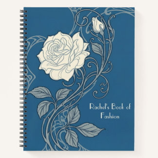 Carnet Rose Art nouveau bleu et blanc