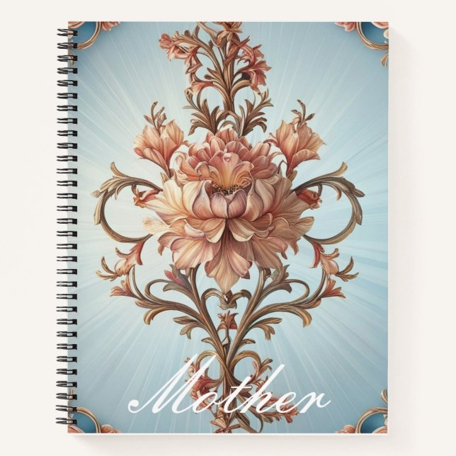 Carnet Rose baroque (Devant)