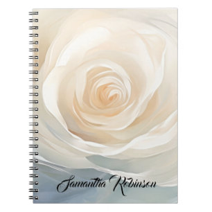 Carnet Rose blanche peinture abstraite