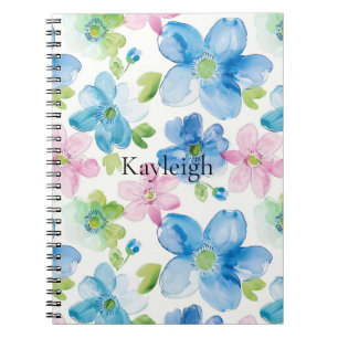 Carnet Rose Bleu Blanc Carreaux Rayures Floral