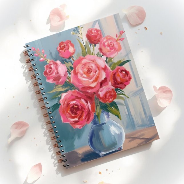 Carnet Rose Bouquet | Red Flower Vase Watercolor Floral (Créateur téléchargé)