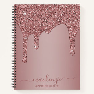 Carnet Rose Chic Gold Sparkle Parties scintillant Drips R