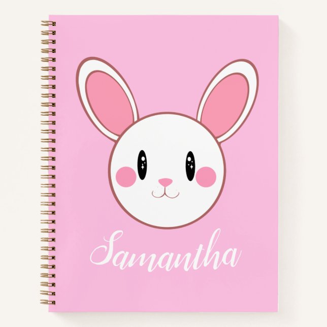 Carnet Rose Chic Moderne Cute Fluffé Lapin Lapin (Devant)