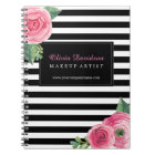 Carnet rose chic personnalisable de roses