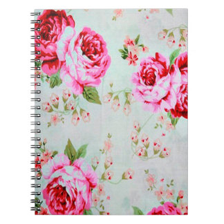 Carnet Rose chic vintage de rose de cottage floral