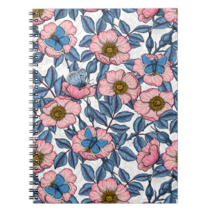 Carnet Rose de chien et papillons