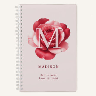 Carnet Rose de mariage personnalisée avec nom et date de 