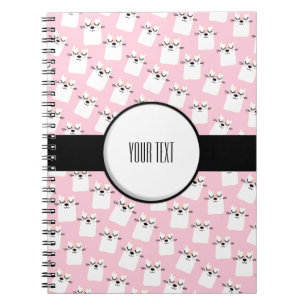 Carnet rose de motif de chat