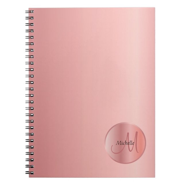 Carnet Rose de tendance or élégant Modèle Monogram (Devant)