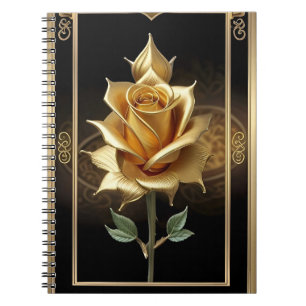 Carnet Rose Dorée Avec Détails Ornés Élégants