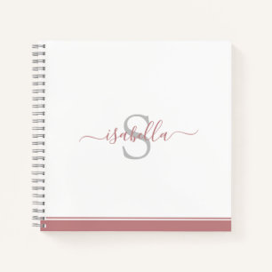 Carnet Rose dusty de script initial monogramme