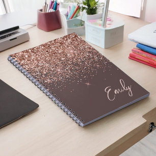 Carnet Rose en terre cuite or bleu Parties scintillant ro