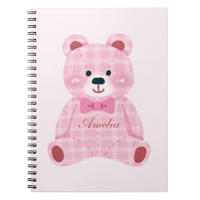 Carnet Rose En vichy Teddy (Devant)