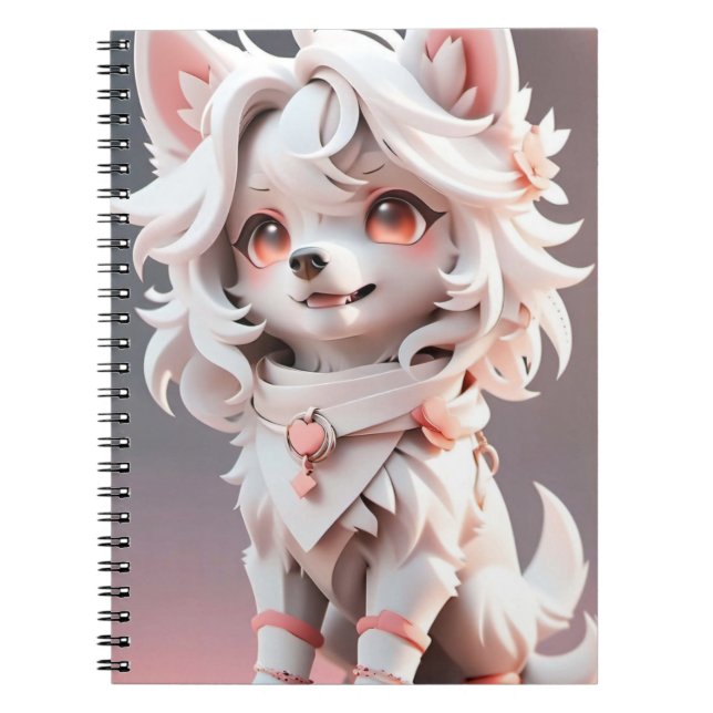Carnet Rosé Et Blanc Fluffé (Devant)