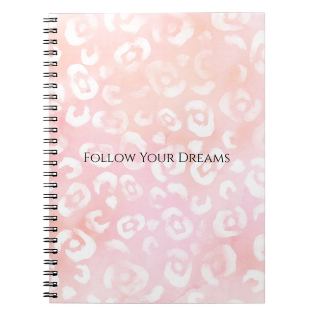 Carnet Rose Foncé Blanc Léopard Animal Féminin  (Devant)