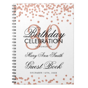 Carnet Rose Gold 30th Birthday Guest Book Confetti