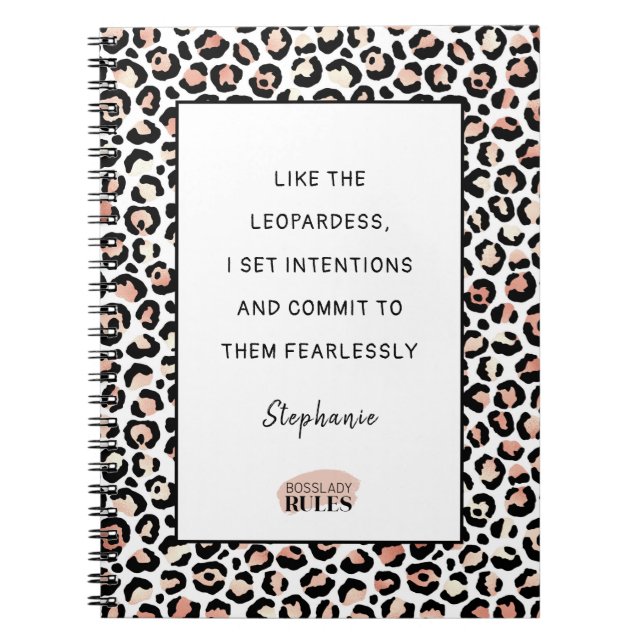 Carnet Rose Gold Blush Empreinte de léopard Motivational  (Devant)