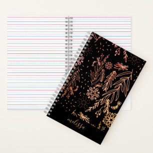 Carnet Rose Gold Botanical Doodle Motif Signature