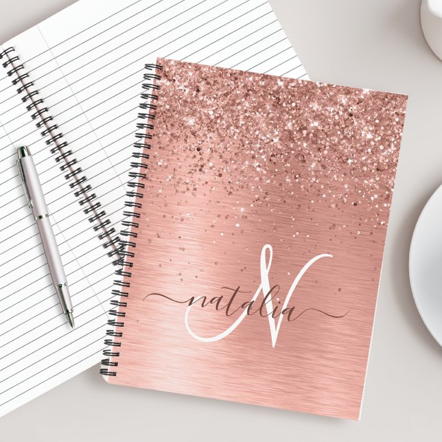 Carnet Rose Gold brossé Parties scintillant métallique No (Créateur téléchargé)