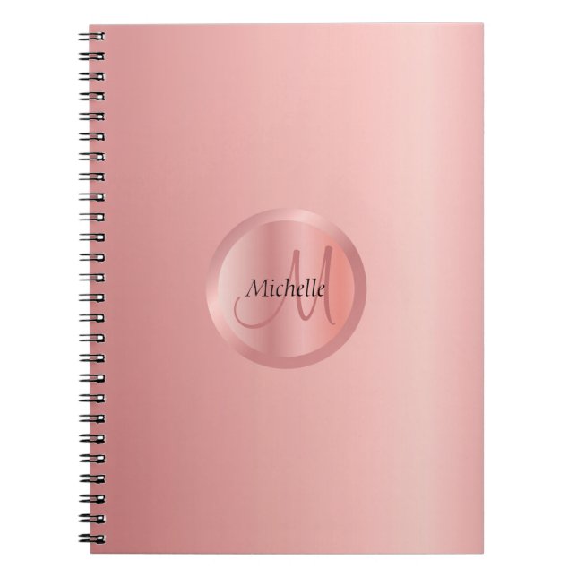 Carnet Rose Gold Elegant Monogram Modèle tendance (Devant)
