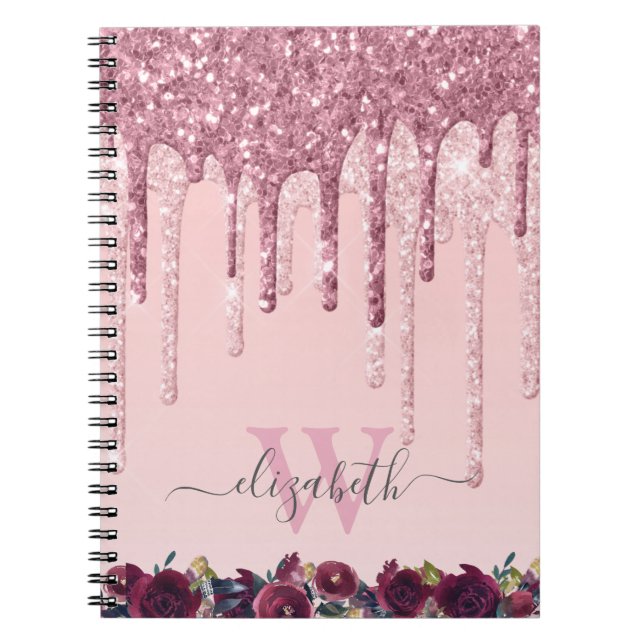 Carnet Rose Gold et Bourgogne Parties scintillant Drives  (Devant)