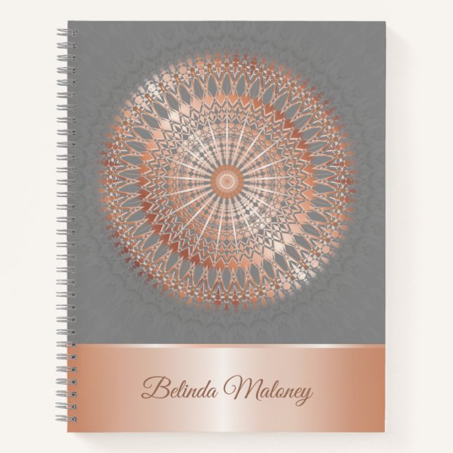 Carnet Rose Gold Grey Mandala (Devant)