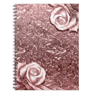 Carnet Rose Gold Liquid Chrome Metallic Floral Roses