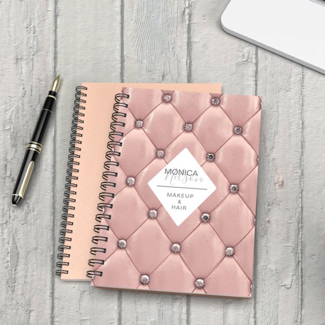 Carnet Rose Gold Luxueux Monogramme Brodé (Créateur téléchargé)