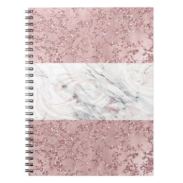 Carnet Rose Gold Modern Glam Marbre & Parties scintillant (Devant)