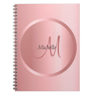 Carnet Rose Gold Monogramme Élégant Modèle moderne